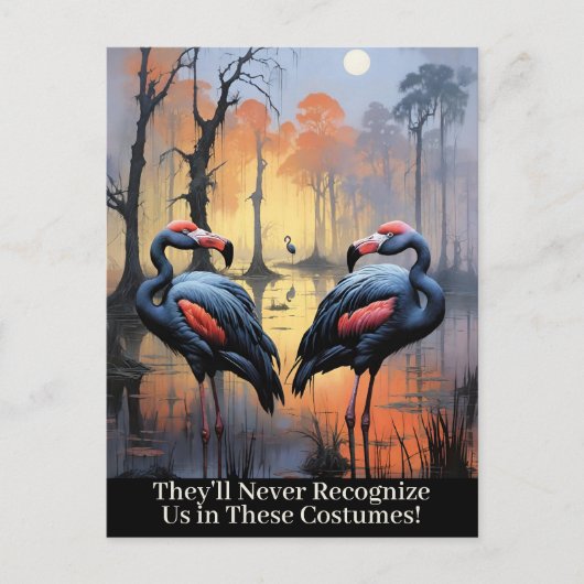 Cartes Pour Fêtes Annuelles Drôle Flamants roses d'Halloween portant des costu (Devant)