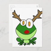 Cartes Pour Fêtes Annuelles Drôle grenouille de Noël en rennes (Devant / Derrière)