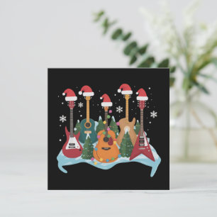 Cartes Pour Fêtes Annuelles Drôle Guitare Rétro Noël Arbre Fêtes De Noël