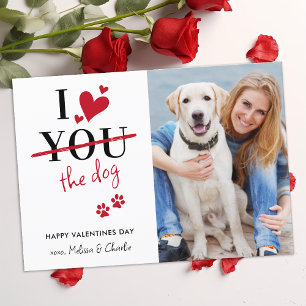 Cartes Pour Fêtes Annuelles Drôle J'Aime Le Chien Valentines Personnalisé Phot