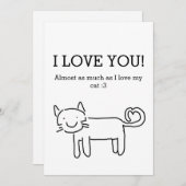Cartes Pour Fêtes Annuelles Drôle J'aime mon chat Saint Valentin (Devant / Derrière)