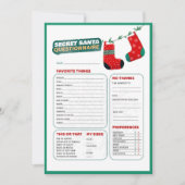 Cartes Pour Fêtes Annuelles Drôle Jeu de Noël Secret Père Noël Questionnaire (Devant)