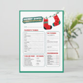 Cartes Pour Fêtes Annuelles Drôle Jeu de Noël Secret Père Noël Questionnaire (Debout devant)