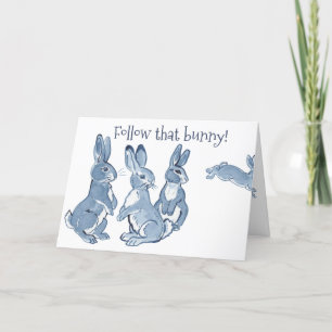 Cartes Pour Fêtes Annuelles Drôle Lapin de Pâques Lapin Bleu & Blanc Delft Art