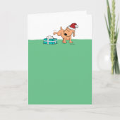 Cartes Pour Fêtes Annuelles Drôle mignon chien Peeing sur le présent Noël (Devant)