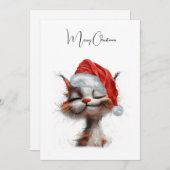 Cartes Pour Fêtes Annuelles Drôle mignon comique Whimsical Chat Joyeux Noël (Devant / Derrière)