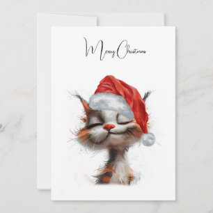 Cartes Pour Fêtes Annuelles Drôle mignon comique Whimsical Chat Joyeux Noël