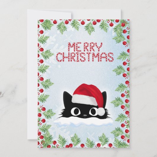 Cartes Pour Fêtes Annuelles Drôle mignon comique Whimsical Chat Joyeux Noël (Devant)