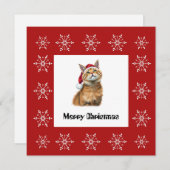 Cartes Pour Fêtes Annuelles Drôle mignon comique Whimsical Chat Joyeux Noël (Devant / Derrière)