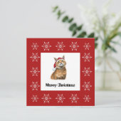 Cartes Pour Fêtes Annuelles Drôle mignon comique Whimsical Chat Joyeux Noël (Debout devant)