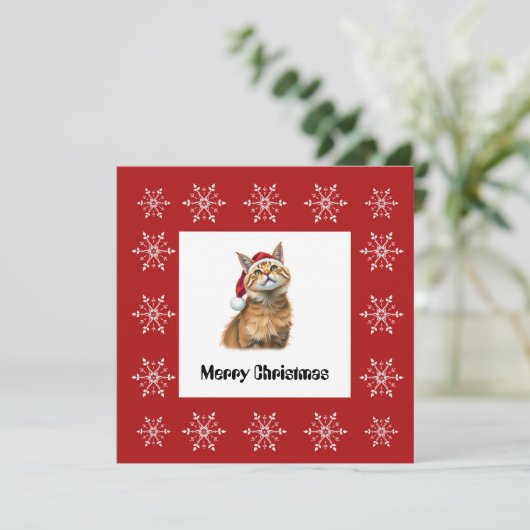 Cartes Pour Fêtes Annuelles Drôle mignon comique Whimsical Chat Joyeux Noël (Debout devant)