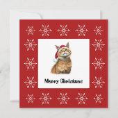 Cartes Pour Fêtes Annuelles Drôle mignon comique Whimsical Chat Joyeux Noël (Devant)