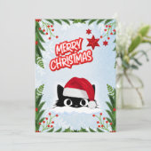 Cartes Pour Fêtes Annuelles Drôle mignon comique Whimsical Chat Joyeux Noël (Debout devant)