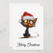 Cartes Pour Fêtes Annuelles Drôle mignon comique Whimsical Chat Joyeux Noël (Devant / Derrière)