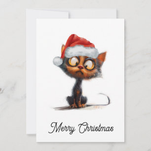 Cartes Pour Fêtes Annuelles Drôle mignon comique Whimsical Chat Joyeux Noël