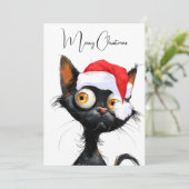 Cartes Pour Fêtes Annuelles Drôle mignon comique Whimsical Chat Joyeux Noël (Debout devant)