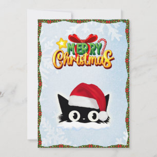 Cartes Pour Fêtes Annuelles Drôle mignon comique Whimsical Chat Joyeux Noël