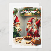 Cartes Pour Fêtes Annuelles Drôle mignon Festive Whimsical Gnomes de Noël (Devant / Derrière)