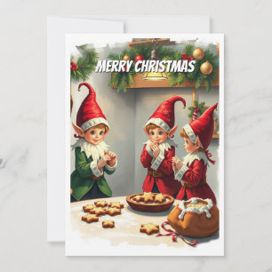 Cartes Pour Fêtes Annuelles Drôle mignon Festive Whimsical Gnomes de Noël