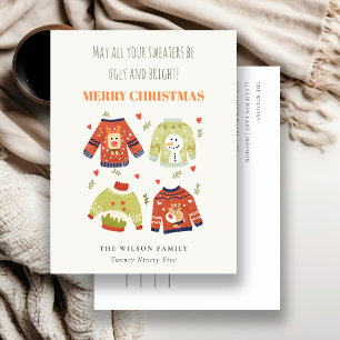 Cartes Pour Fêtes Annuelles Drôle mignon hiver Coeurs de Noël moche Sweater