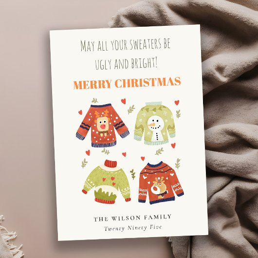 Cartes Pour Fêtes Annuelles Drôle mignon hiver Coeurs de Noël moche Sweater