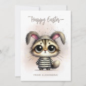 Cartes Pour Fêtes Annuelles Drôle mignon Kitty en pyjama Joyeux Pâques (Devant)