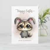 Cartes Pour Fêtes Annuelles Drôle mignon Kitty en pyjama Joyeux Pâques (Debout devant)