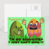 Cartes Pour Fêtes Annuelles Drôle mignon OEufs de Pâques Dessin (Devant / Derrière)