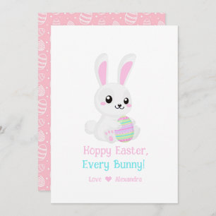 Cartes Pour Fêtes Annuelles Drôle mignon Pâques Hoppy Chaque Bunny rose