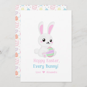 Cartes Pour Fêtes Annuelles Drôle Mignonne Pâques Hoppy Chaque Bunny Blanc