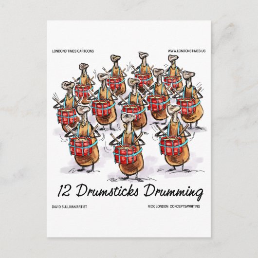 Cartes Pour Fêtes Annuelles Drôle Noël 12 Tambours Drumming Cadeaux & Tee (Devant)