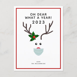 Cartes Pour Fêtes Annuelles Drôle Noël 2020 Reindeer portant un masque facial