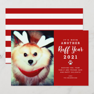 Cartes Pour Fêtes Annuelles Drôle Noël 2021 Red Ruff Year Chien photo 