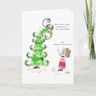 Cartes Pour Fêtes Annuelles Drôle Noël Arbre chat Kitty dessin animé