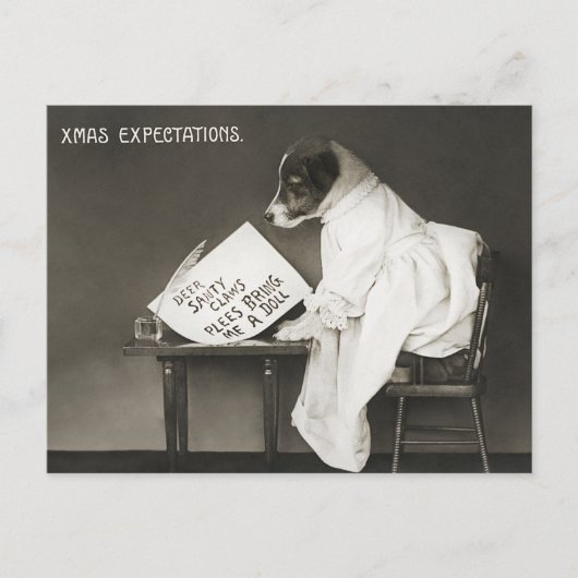 Cartes Pour Fêtes Annuelles Drôle Noël Chien Xmas attentes (Devant)