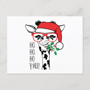 Cartes Pour Fêtes Annuelles Drôle Noël Giraffe HO HO HO Y'all