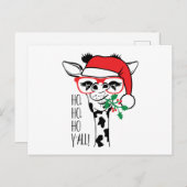 Cartes Pour Fêtes Annuelles Drôle Noël Giraffe HO HO HO Y'all (Devant / Derrière)