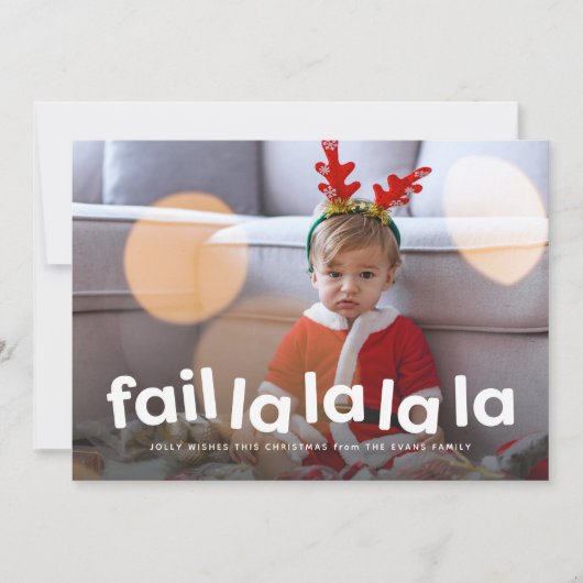 Cartes Pour Fêtes Annuelles Drôle Noël mignon échec une photo (Devant)
