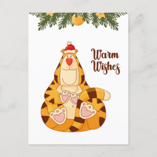 Cartes Pour Fêtes Annuelles Drôle Noël Tigre Chaleureux Voeux