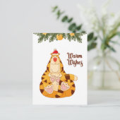 Cartes Pour Fêtes Annuelles Drôle Noël Tigre Chaleureux Voeux (Debout devant)