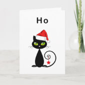 Cartes Pour Fêtes Annuelles Drôle noir assis Père Noël Chat de Noël (Devant)