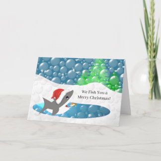 Cartes Pour Fêtes Annuelles Drôle - Nous vous pêchons un joyeux requin Noël