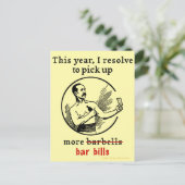 Cartes Pour Fêtes Annuelles Drôle Nouvel An Résolution Retro Bière Boisson (Debout devant)
