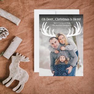 Cartes Pour Fêtes Annuelles Drôle Oh Cerf Noël Est Ici Photo Moderne