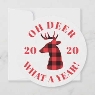 Cartes Pour Fêtes Annuelles Drôle Oh Deer 2020 Buffalo Plaid Photo