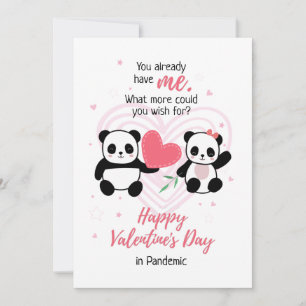 Cartes Pour Fêtes Annuelles Drôle Panda Pandemic pour la Saint Valentin