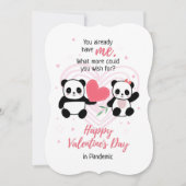 Cartes Pour Fêtes Annuelles Drôle Pandemic Valentine's Day Panda (Devant)