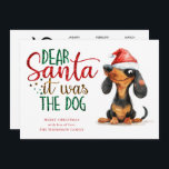 Cartes Pour Fêtes Annuelles Drôle Père Noël C'Était Chien 2025 Calendrier Noël<br><div class="desc">Dachshund Drôle Cher Père Noël C'Était Le Chien 2025 Calendrier Noël. Amusement festif pour vos souhaits de vacances, avec ce design amusant avec un chien cheeky weiner chien dans son chapeau de Père Noël. Le devis n'est pas modifiable et a un effet fausse parties scintillant. Personnalisez facilement votre salutation et...</div>