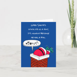 Cartes Pour Fêtes Annuelles Drôle Père Noël coincé à Chimney Noël