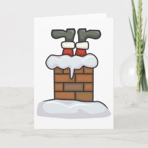 Cartes Pour Fêtes Annuelles drôle père Noël coincé dans la cheminée